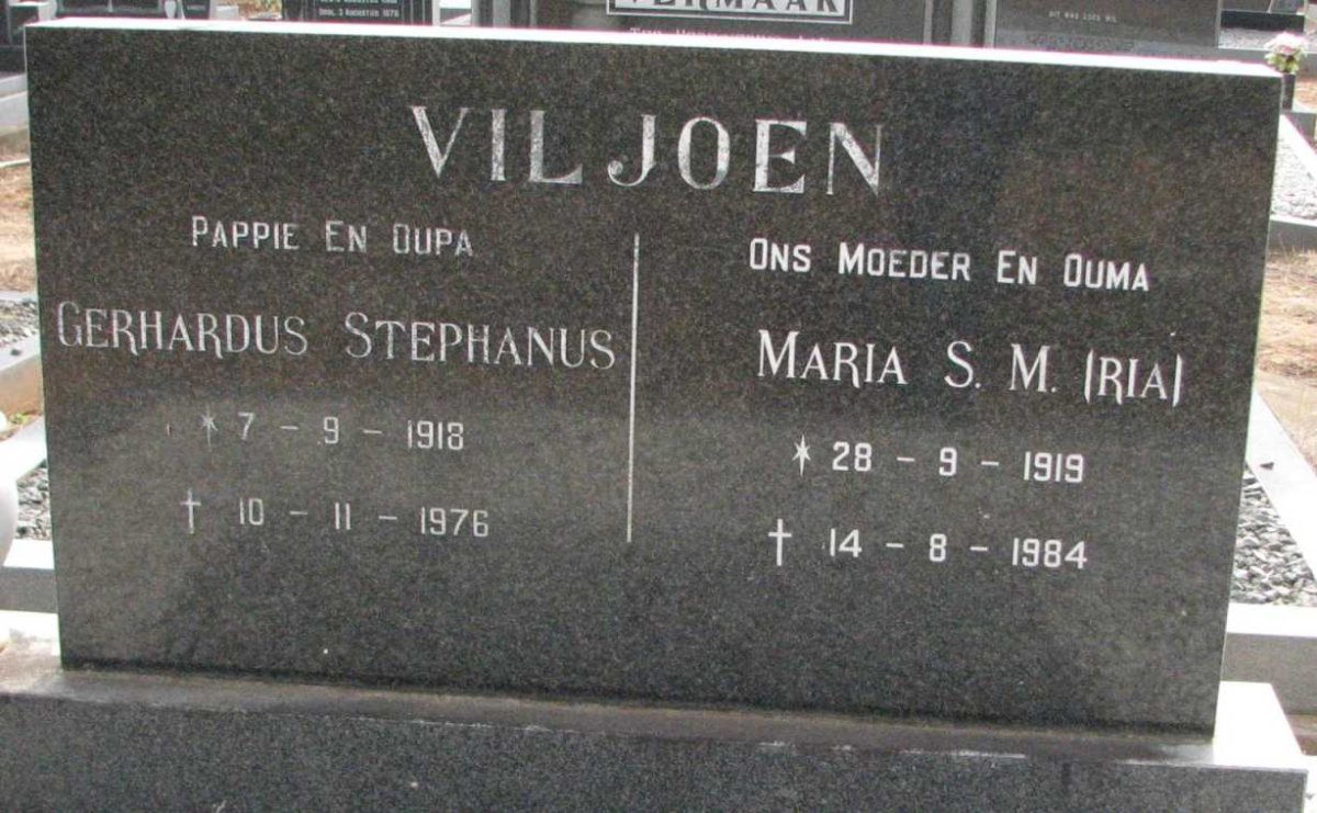VILJOEN Gerhardus Stephanus 1918-1976 &amp; Maria S. 1919-1984