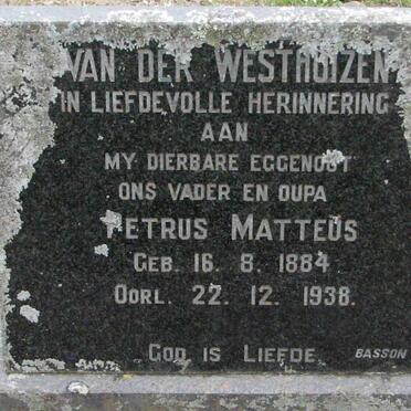 WESTHUIZEN Petrus Matteus, van der 1884-1938