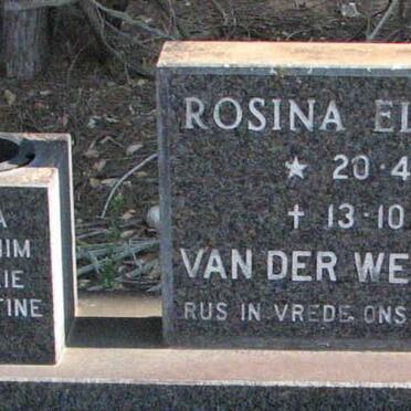 WESTHUIZEN Rosina Elizabeth,van der 1909-1989