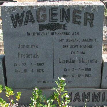 WAGENER Johannes Frederick 1902-1976 &amp; Cornelia Magrieta 1901-1966