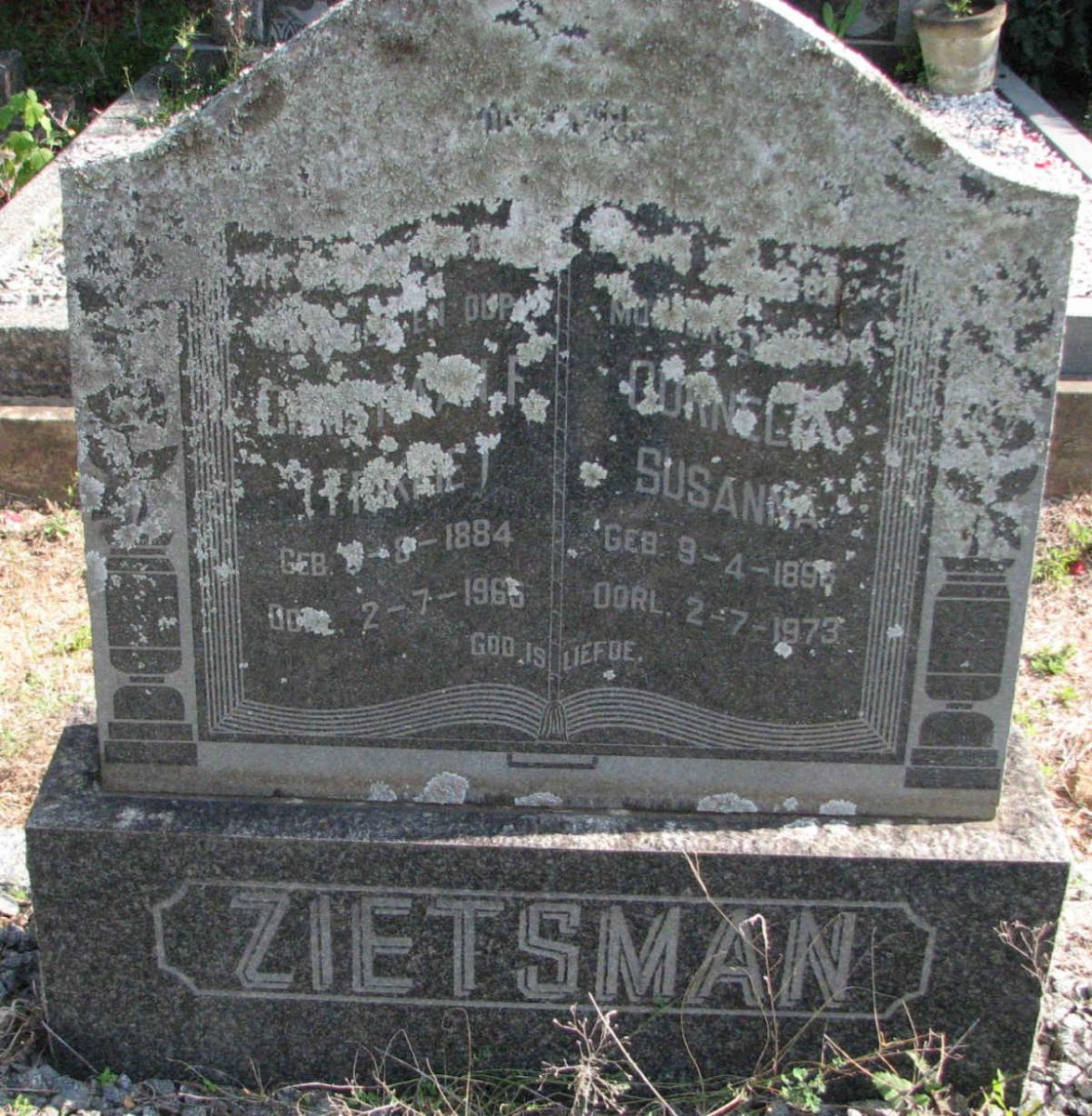 ZIETSMAN C????? F. 1884-1965 &amp; Cornelia Susanna 1896-1973