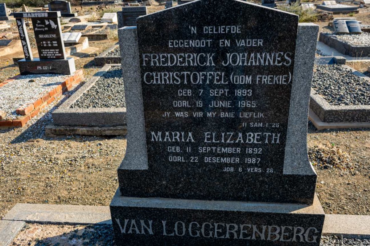LOGGERENBERG Frederick Johannes Christoffel, van 1893-1965 &amp; Maria Elizabeth 1892-1987