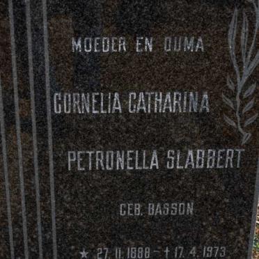 SLABBERT Cornelia Catharina Petronella nee BASSON 1888-1973
