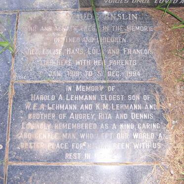 ENSLIN Rita Maude 1919-1994 :: LEHMANN Harold A.