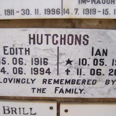 HUTCHONS Ian 1914-2003 &amp; Edith 1916-1994