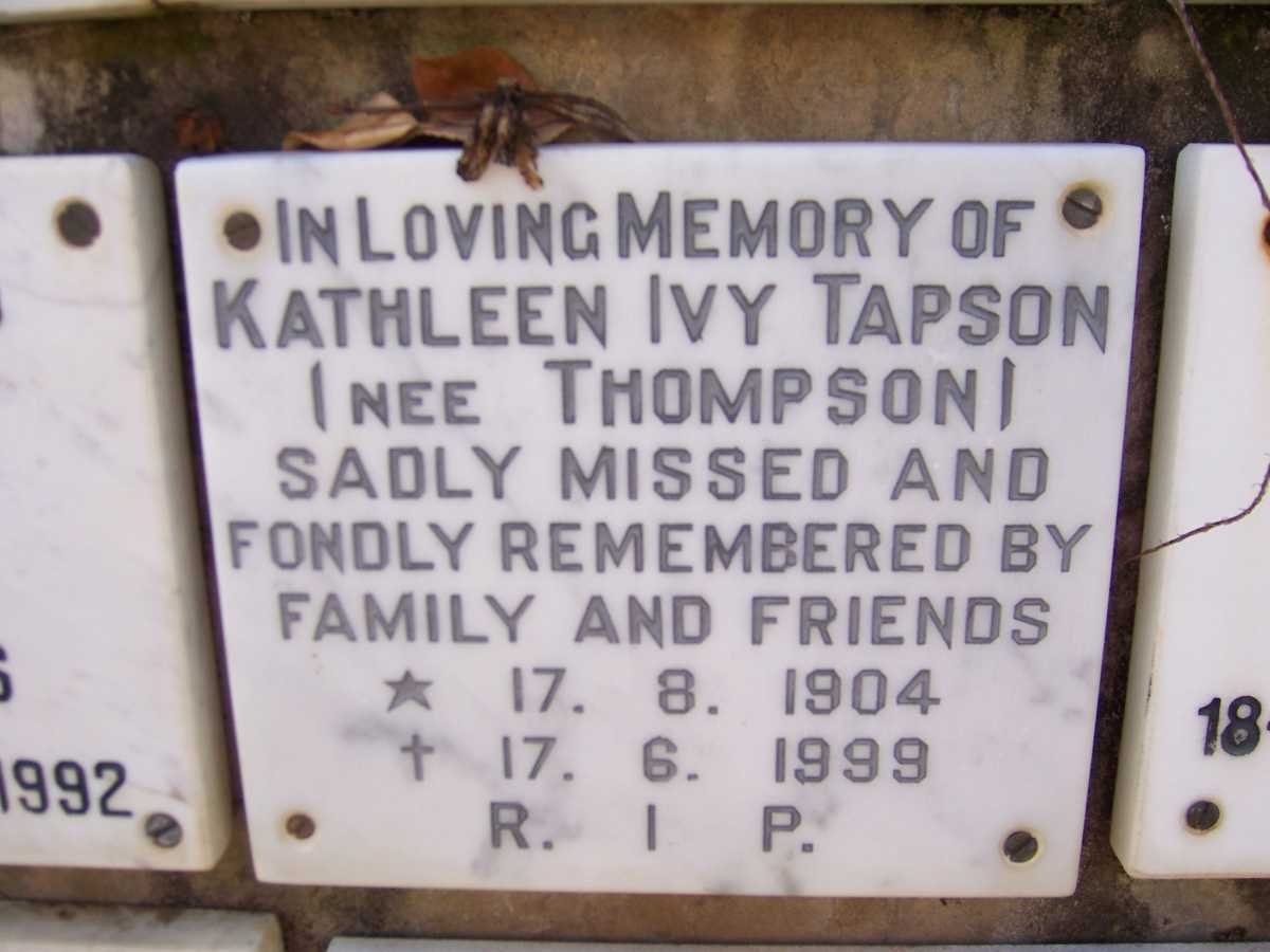 TAPSON Kathleen Ivy nee THOMPSON 1904-1999