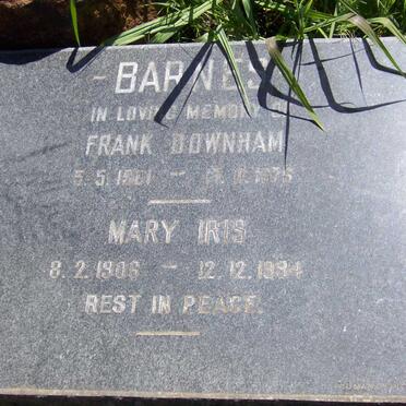BARNES Frank Downham 1901-1975 &amp; Mary Iris 1906-1994