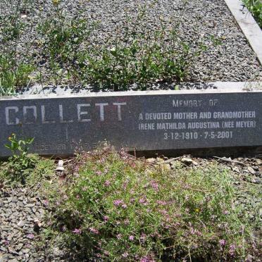 COLLETT Irene Mathilda Augustina nee MEYER 1910-2001