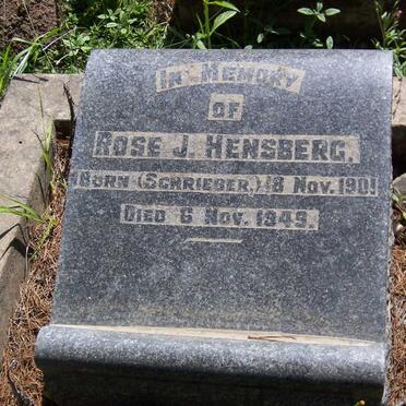 HENSBERG Rose J. nee SCHRIEBER 1901-1949