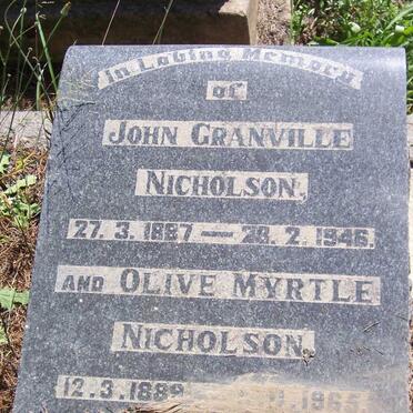 NICHOLSON John Granville 1887-1946 &amp; Olive Myrtle 1889-1965