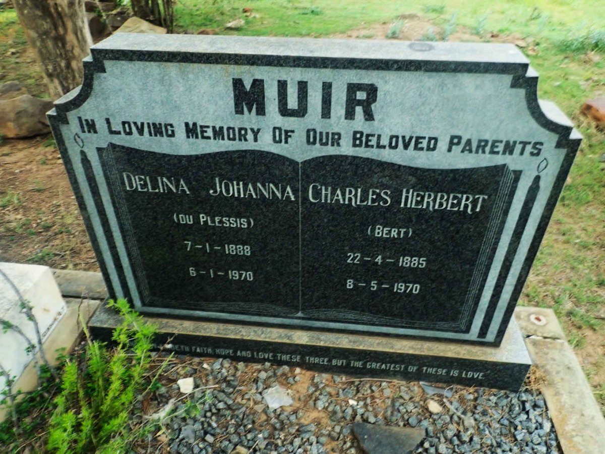 MUIR Charles Herbert 1885-1970 & Delina Johanna DU PLESSIS 1888-1970
