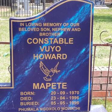 MAPETE Constable Vuyo Howard 1970-1996