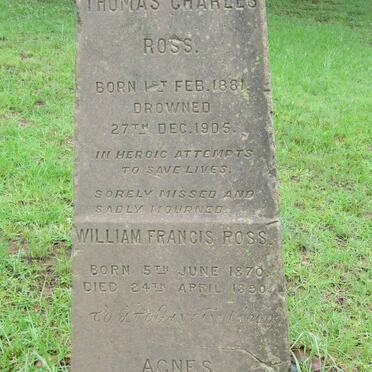 ROSS Agnes 1843-1890  :: ROSS William Francis 1870-1890  :: ROSS Thomas Charles 1881-1905