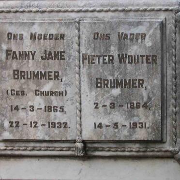 BRUMMER Pieter Wouter 1864-1931 &amp; Fanny Jane CHURCH 1865-1932
