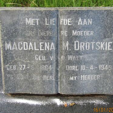 DROTSKIE Magdalena M. nee V.D. WALT 1864-1949