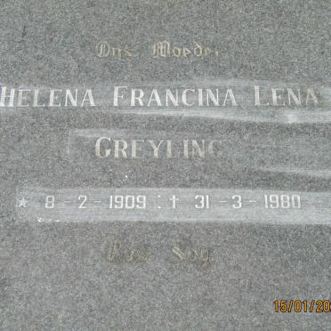GREYLING Helena Francina 1909-1980