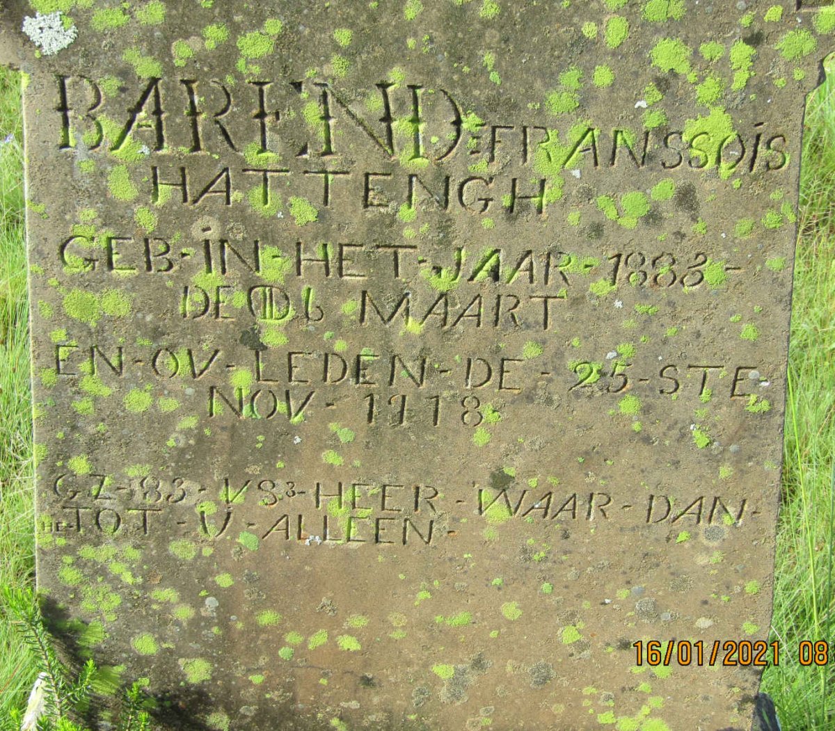 HATTENGH Barend Franssois 1883-1918