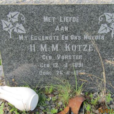KOTZE H.M.M. nee VORSTER 1891-1956