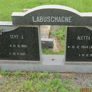 LABUSCHAGNE Gert J. 1899-1981 &amp; Aletta M.M. NIEUWENHUIS 1904-1980