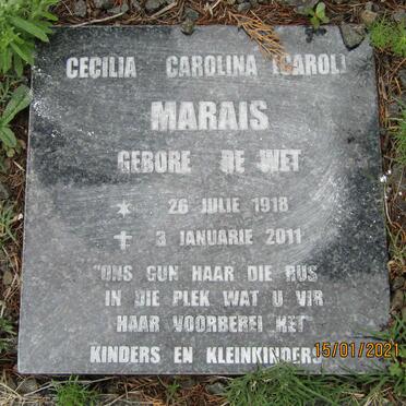 MARAIS Cecilia Carolina nee DE WET 1918-2011