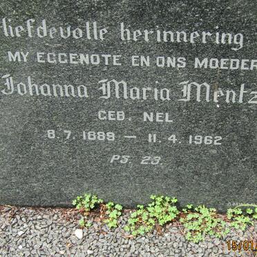 MENTZ Johanna Maria nee NEL 1889-1962