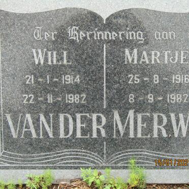 MERWE Will, van der 1914-1982 &amp; Martje 1916-1982