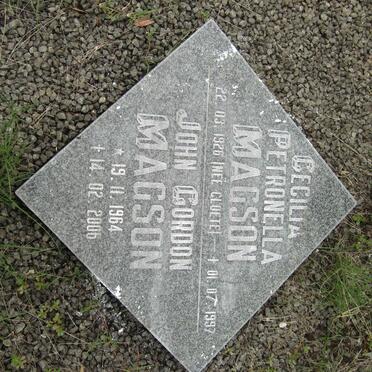 MAGSON Cecilia Petronella nee CLOETE 1926-1997 :: MAGSON John Gordon 1964-2006