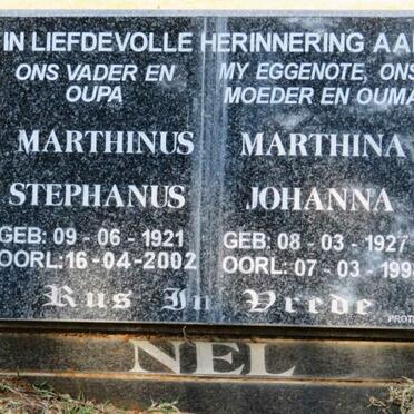 NEL Marthinus Stephanus 1921-2002 &amp; Marthina Johanna 1927-1998