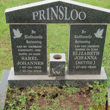 PRINSLOO Sarel Johannes 1935-2006 &amp; Elizabeth Johanna 1940 -