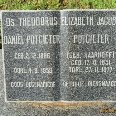 POTGIETER Theodorus Daniel 1886-1959 &amp; Elizabeth Jacoba HAARHOFF 1891-1977