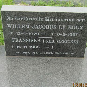 ROUX Willem Jacobus, le 1929-1997 &amp; Fransiska GERICKE 1933-