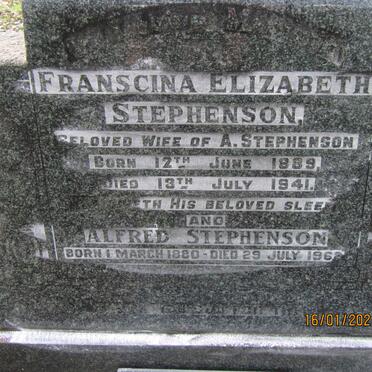 STEPHENSON Alfred 1880-196? &amp; Franscina Elizabeth 1889-1941