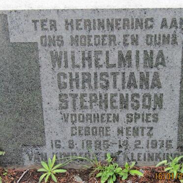 STEPHENSON Wilhelmina Christiana formerly SPIES nee MENTZ  1885-1976
