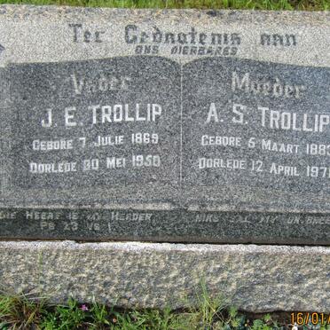 TROLLIP J.E. 1869-1950 &amp; A.S. 1883-1976
