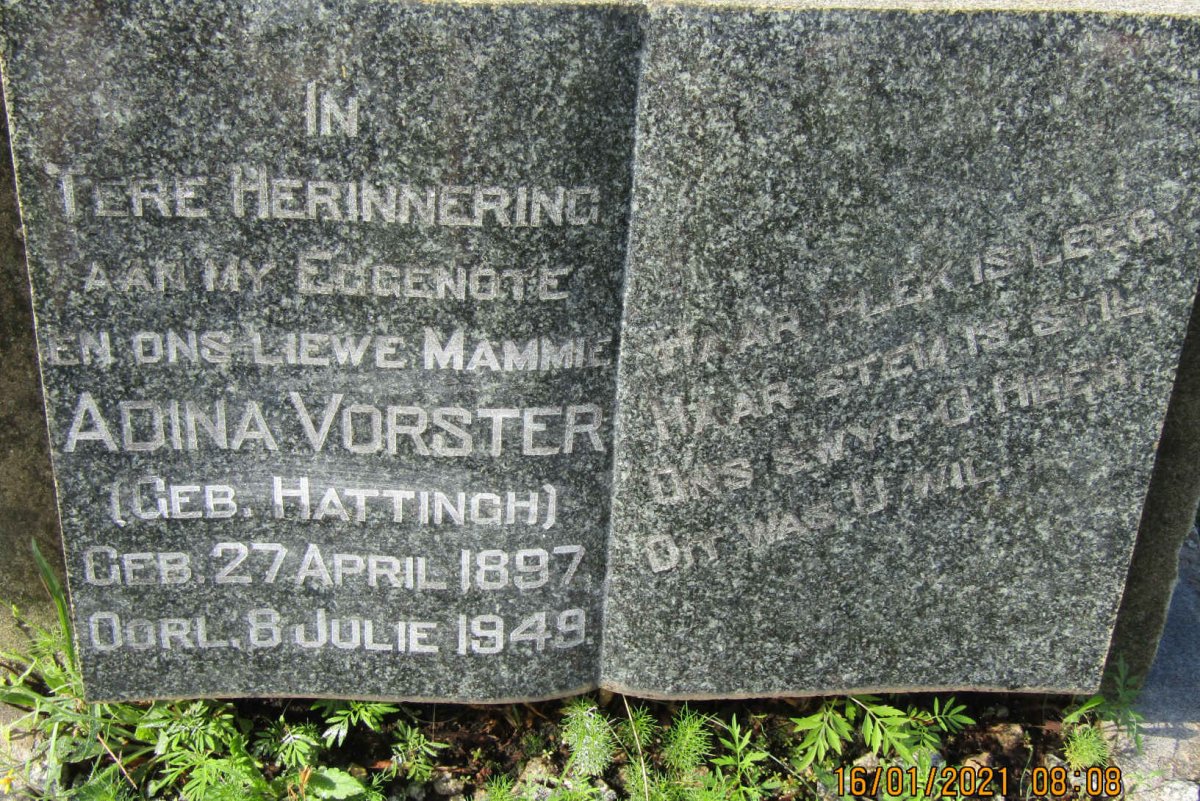 VORSTER Adina nee HATTINGH 1897-1949