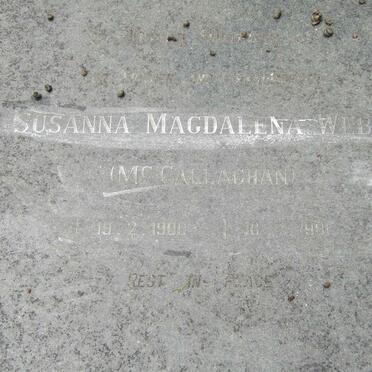 WEBB Susanna Magdalena nee MCCALLAGHAN 1900-1981