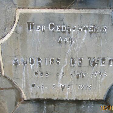 WET Andries, de 1876-1916