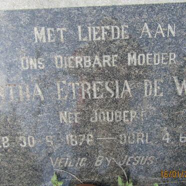 WET Martha Etresia, de nee JOUBERT 1876-1965
