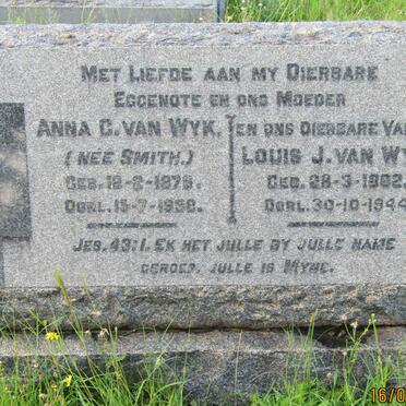 WYK Louis J., van 1882-1944 &amp; Anna C. SMITH 1876-1938