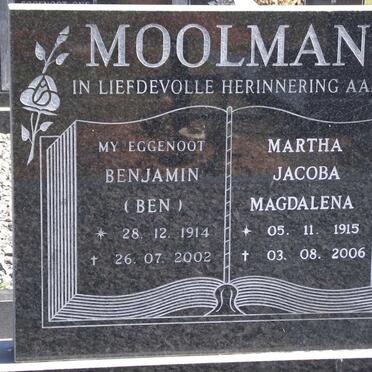 MOOLMAN Benjamin 1914-2002 &amp; Martha Jacoba Magdalena 1915-2006