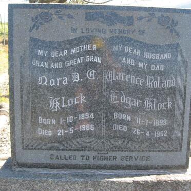KLOCK Clarence Roland Edgar 1893-1962 &amp; Nora B.C. 1894-1986