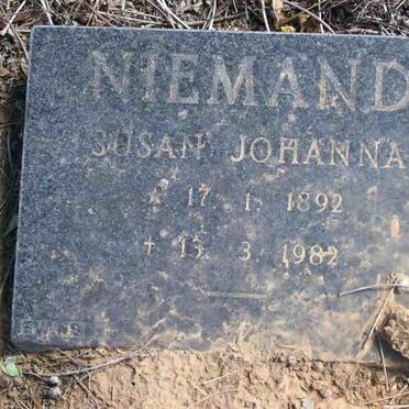 NIEMAND Susan Johanna 1892-1982