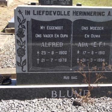 BLUME Alfred 1900-1978 &amp; E.F. 1910-1994