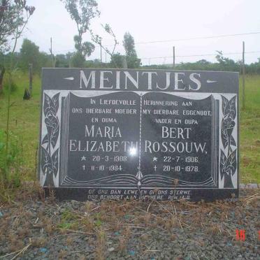 MEINTJES Bert Rossouw 1906-1978 &amp; Maria Elizabeth 1908-1984