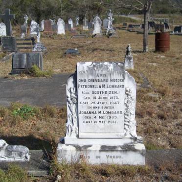 LOMBARD Petronella M. nee OOSTHUIZEN 1873-1947 :: LOMBARD Johanna M. 1903-1931