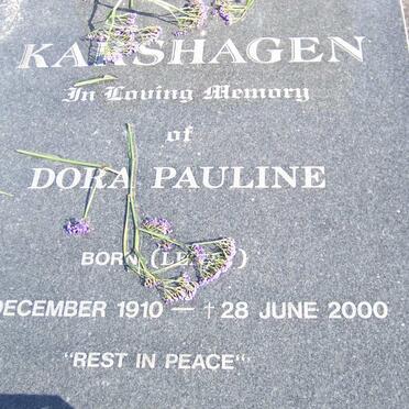 KARSHAGEN Dora Pauline nee LENTZ 1910-2000