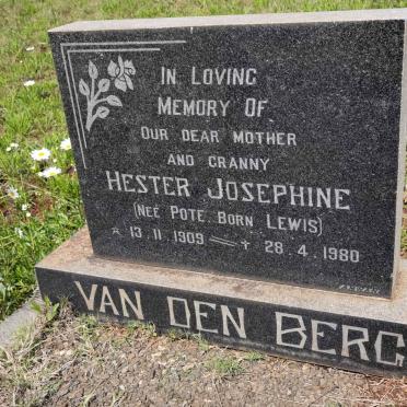 BERG Hester Josephine, van der formerly POTE nee LEWIS 1909-1980