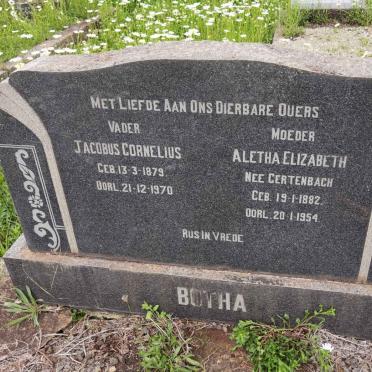 BOTHA Jacobus Cornelius 1879-1970 &amp; Aletha Elizabeth GERTENBACH 1882-1954
