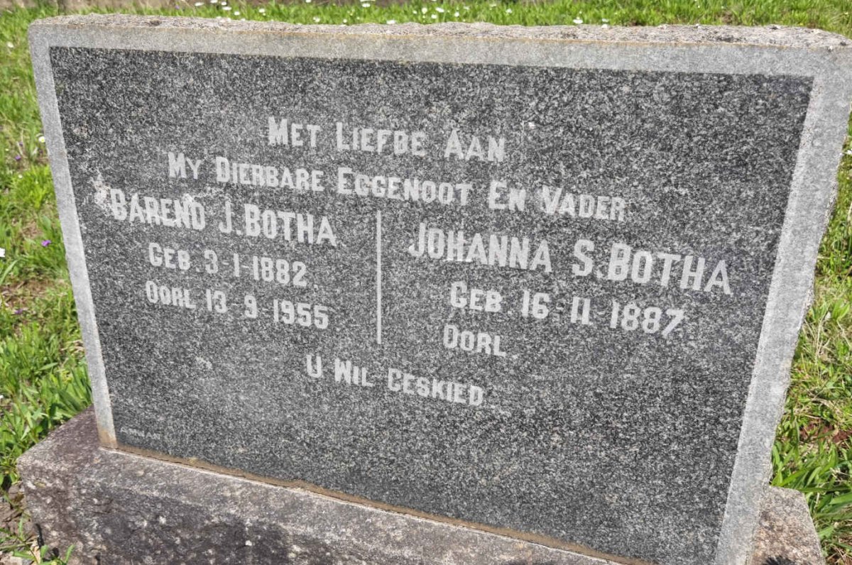 BOTHA Barend J. 1882-1955 &amp; Johanna S. 1887-