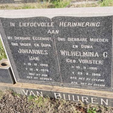 BUUREN Johannes, van  1902-1974 &amp; Wilhelmina G.  VORSTER 1916-1986
